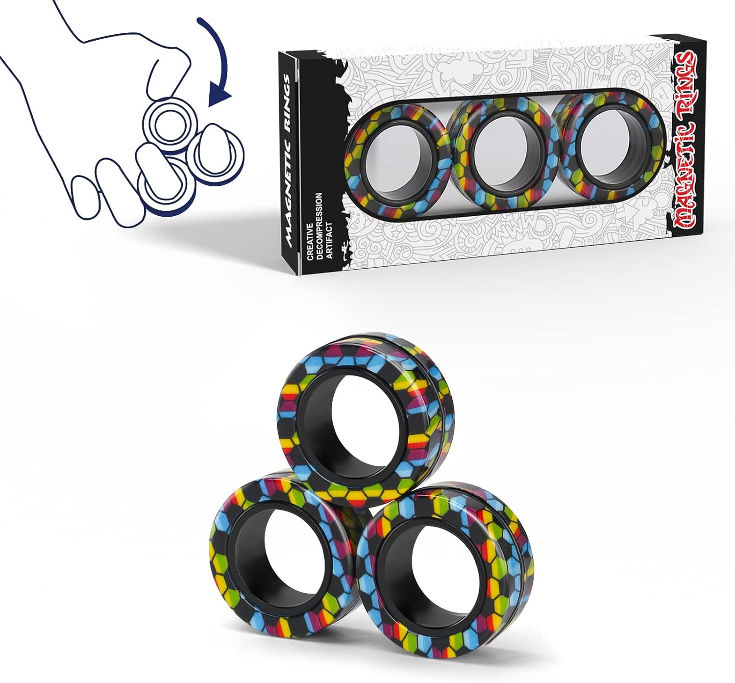 Fidget Spinner Bearing - Zestaw Magnetycznych Pierścieni Antystresowych, Zabawki Fidget